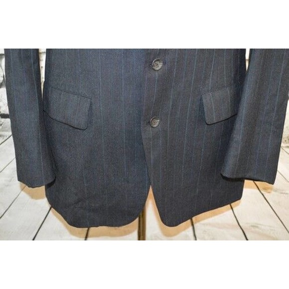 Chaps Ralph Lauren Gray Striped 2 Btn Wool Sport Coat Blazer Jacket 42 Regular - Picture 3 of 12